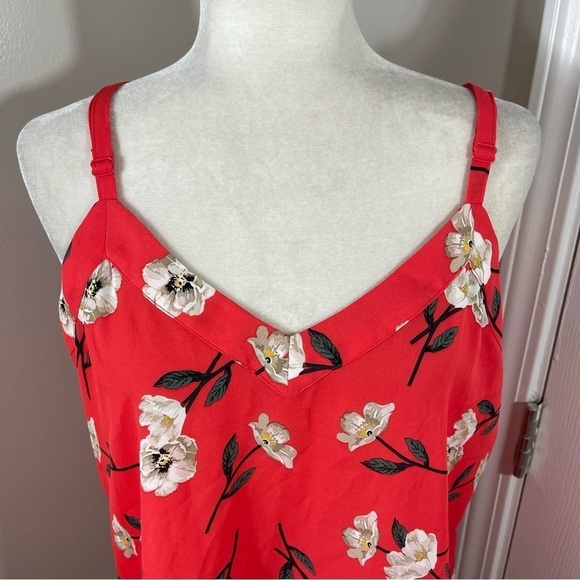 TORRID Sophie Coral & White Floral Georgette Swing Sleeveless Tank Blouse - 00 - Picture 3 of 8